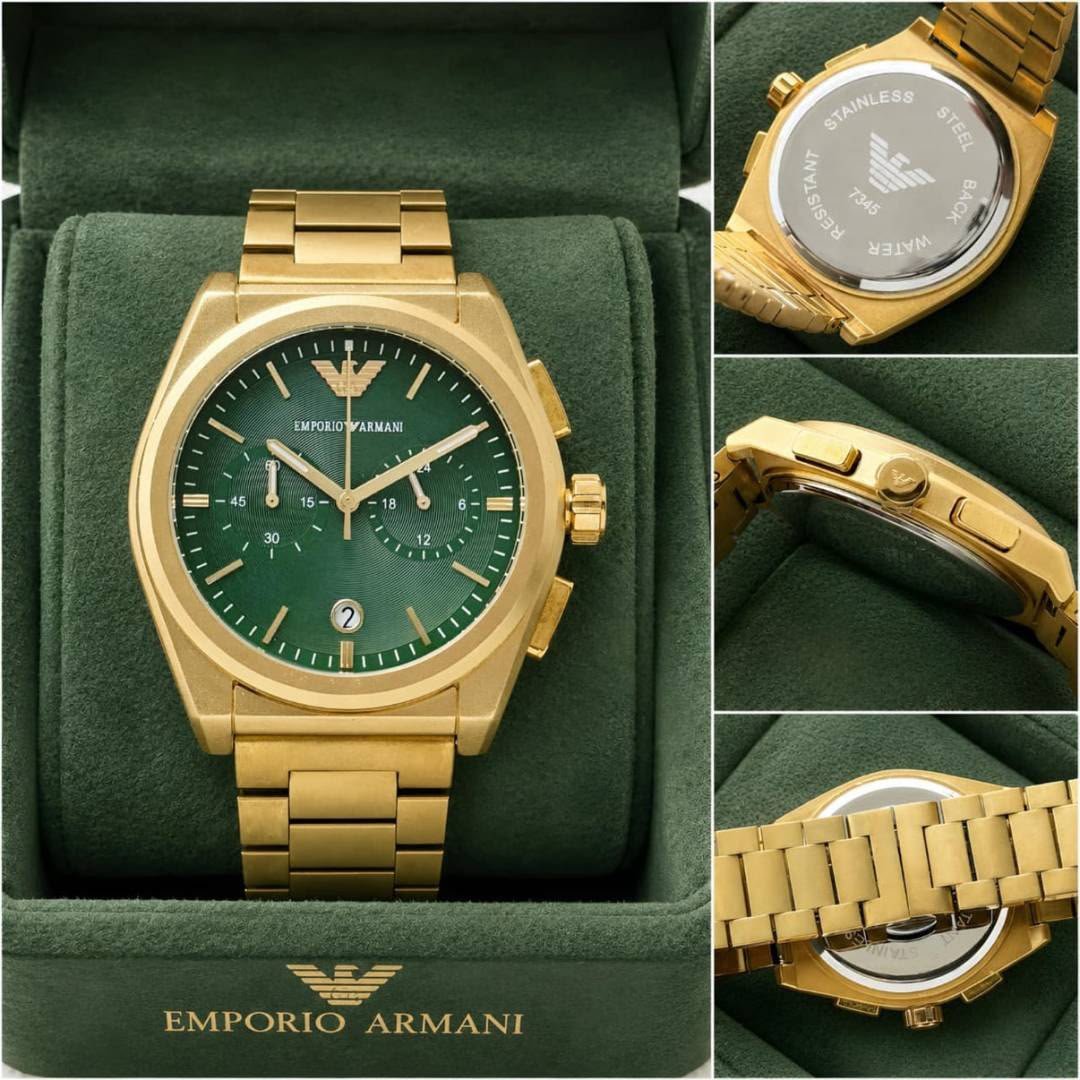 Emporio Armani Chronograph Gold Emerald Green Dial Stainless Steel Men's Watch (AR11640) - Image 3