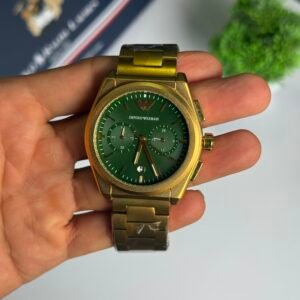 Emporio Armani Chronograph Gold Emerald Green Dial Stainless Steel Men's Watch (AR11640) - Image 4