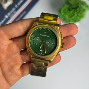 Emporio Armani Chronograph Gold Emerald Green Dial Stainless Steel Men's Watch (AR11640) - Image 5
