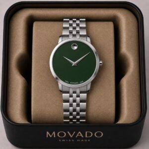 Movado Museum Classic Green Dial Stainless Steel Bracelet Men's Watch (Model: 7209) - Image 5