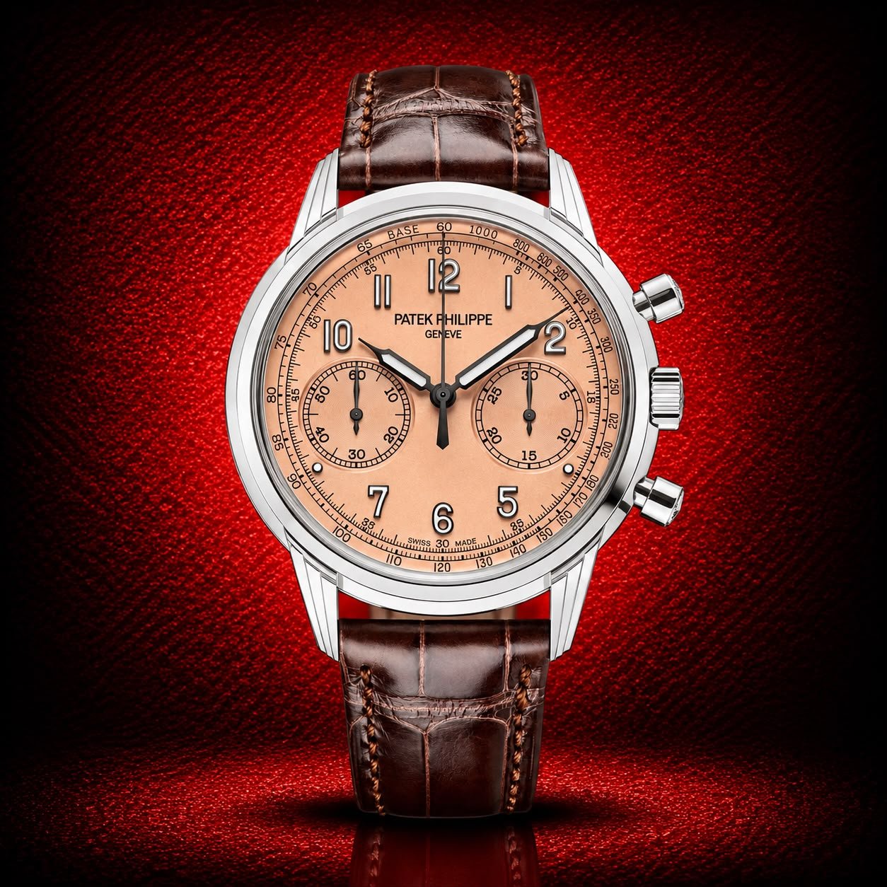 Patek Philippe Complications 5172G-010 Salmon Dial Chronograph Brown Leather Men's Watch - Image 3
