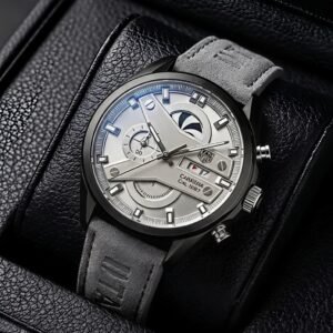 TAG Heuer Carrera Calibre 1887 Industrial Grey Dial Matte Black Case Grey Suede Strap Men's Watch