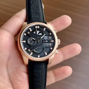 Alternative view of TAG Heuer Carrera Calibre 1887 Rose Gold Black Dial Black Strap Men's Watch