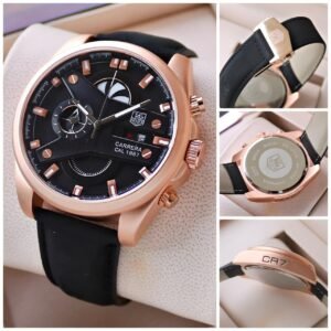 TAG Heuer Carrera Calibre 1887 Rose Gold Black Dial Black Strap Men's Watch - Image 3