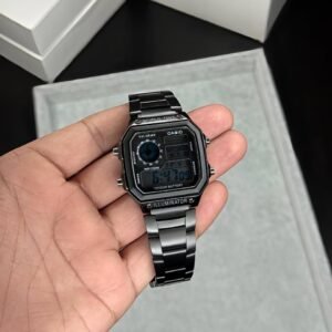 Casio AE-1200 World Time "Casio Royale" All Black Metal Digital Men's Watch