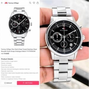 Tommy Hilfiger Multi-Function Chronograph Black Dial Stainless Steel Men's Watch (TH1791943W) - Image 4