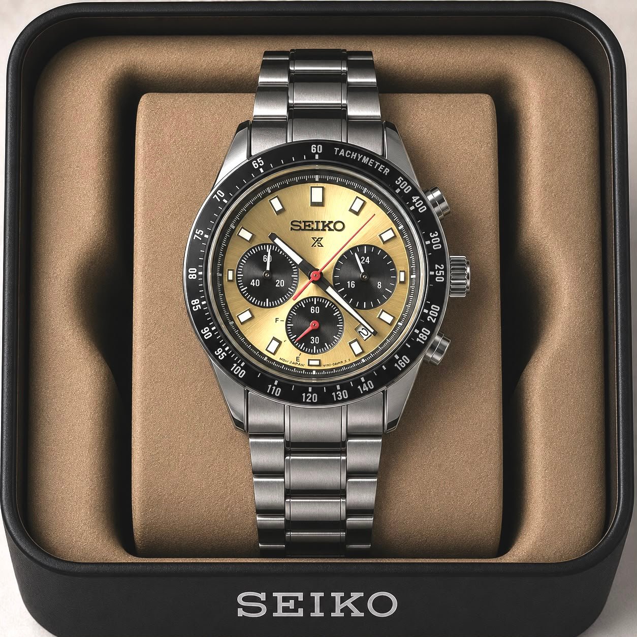Seiko Prospex Speedtimer Chronograph Champagne Gold Dial Stainless Steel Men's Watch