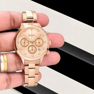 BOSS Hera Crystals Chronograph Rose Gold Dial Stainless Steel Women's Watch (1502592)