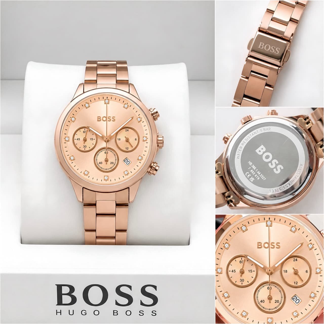 BOSS Hera Crystals Chronograph Rose Gold Dial Stainless Steel Women's Watch (1502592) - Image 2