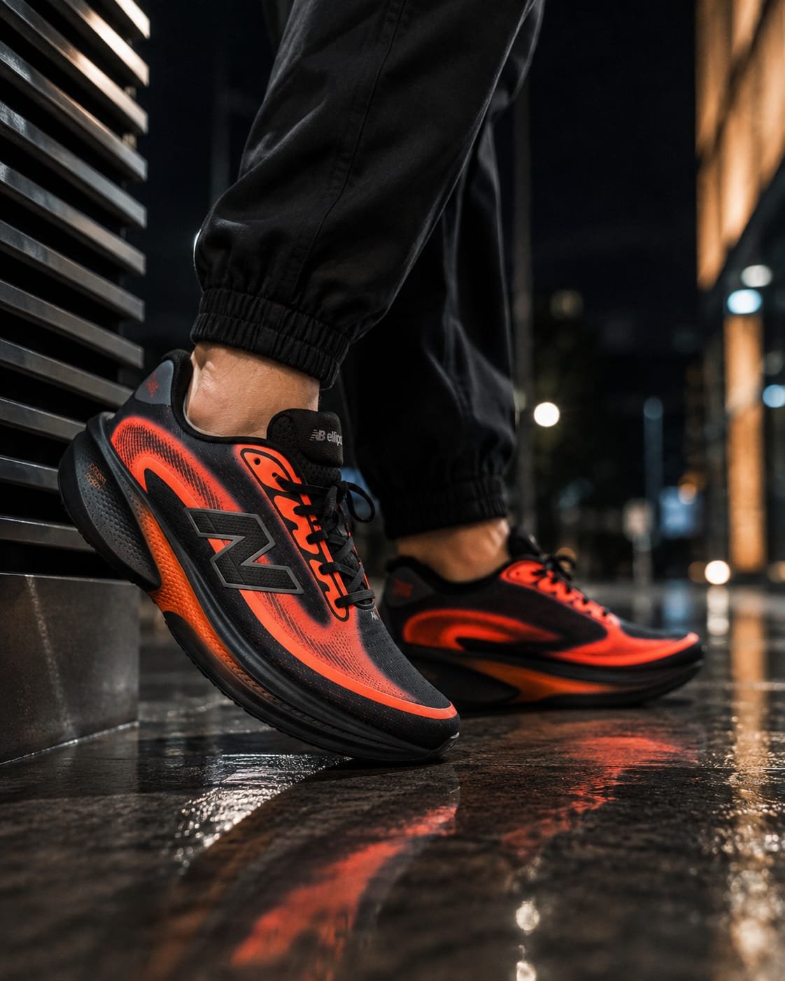 New Balance Fresh Foam X Ellipse V1 Black Sunset Orange Men's Running Shoes - Image 6