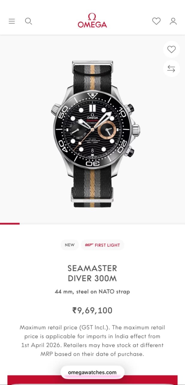 Omega Seamaster Diver 300M Chronograph 007 First Light Edition 44mm Men's Watch - Image 2
