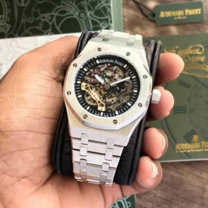 Audemars Piguet Royal Oak Skeleton Openworked Silver Metal Men's Watch - Image 7
