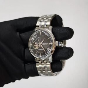 Seiko Presage Cocktail Time Open Heart Sunray Black Dial Stainless Steel Men's Watch - Image 3