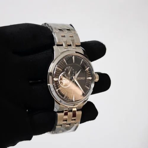 Seiko Presage Cocktail Time Open Heart Sunray Black Dial Stainless Steel Men's Watch - Image 4