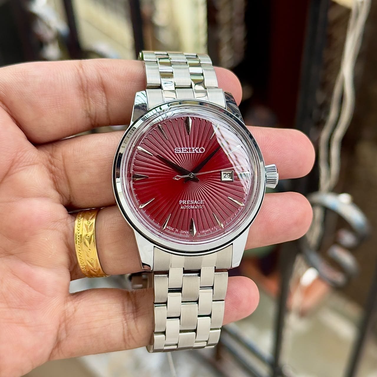 Seiko Presage Cocktail Time Automatic Radial Guilloché Dial Stainless Steel Men's Watch - Image 2