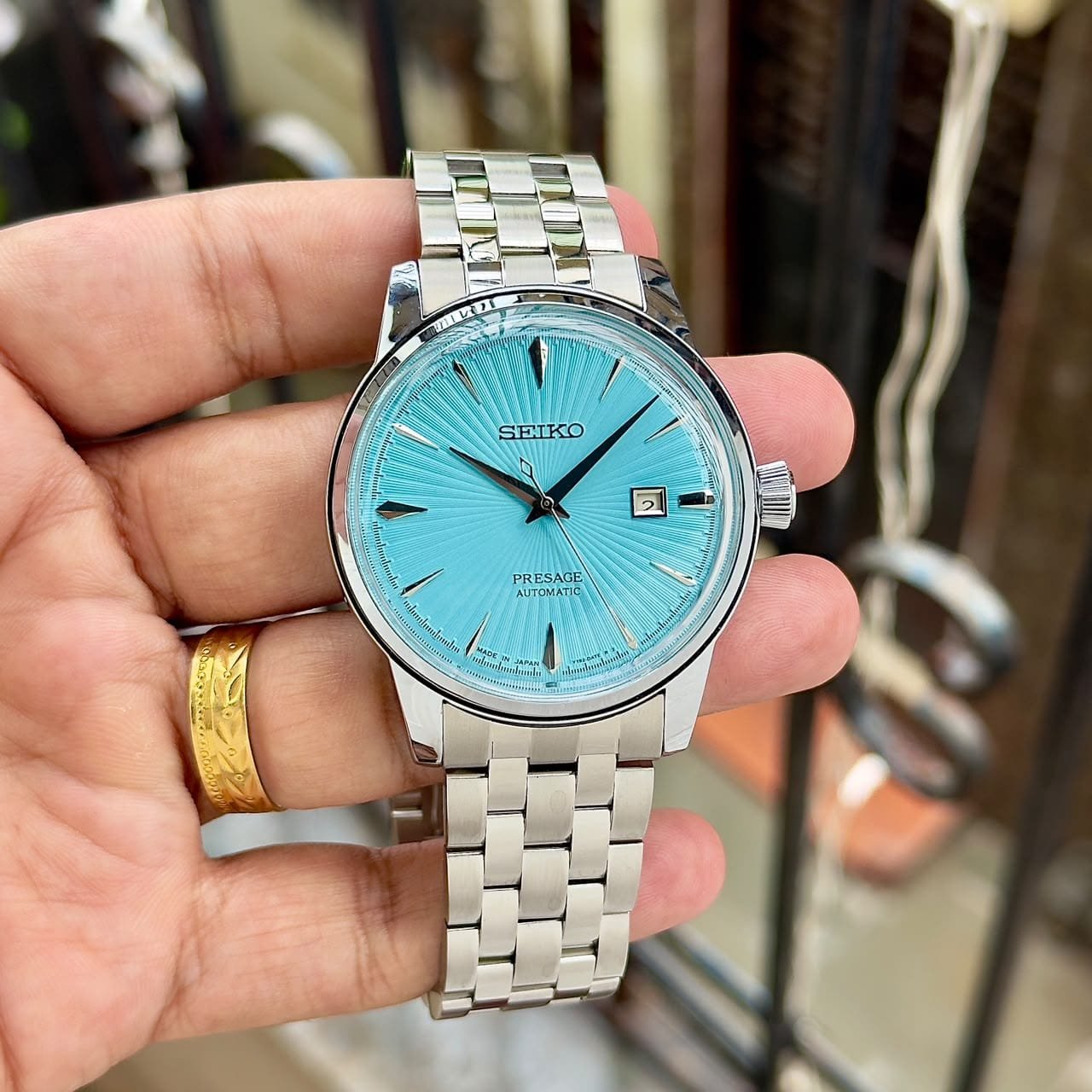 Seiko Presage Cocktail Time Automatic Radial Guilloché Dial Stainless Steel Men's Watch - Image 3