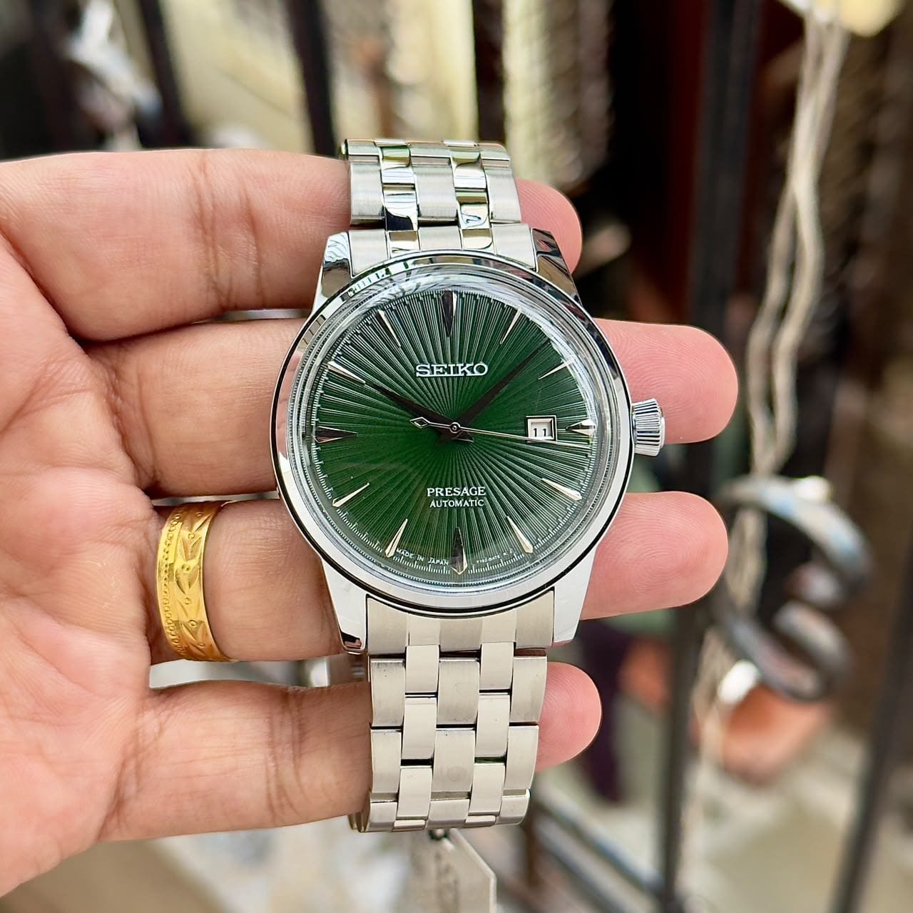 Seiko Presage Cocktail Time Automatic Radial Guilloché Dial Stainless Steel Men's Watch - Image 4