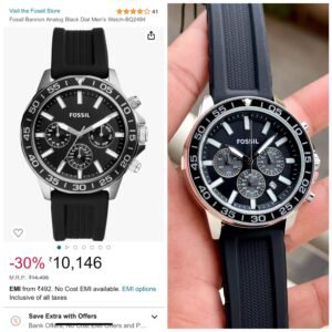 Fossil Bannon Multifunction Black Dial Black Silicone Strap Men's Watch (BQ2494) - Image 4