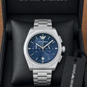Emporio Armani Federico Chronograph Deep Blue Textured Dial Stainless Steel Men's Watch (AR11560)