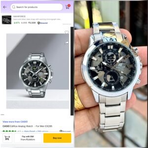 Alternative view of Casio Edifice World Time Map Dial Stainless Steel Men's Watch (EX295 / ETD-300D)