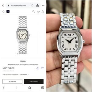 Fossil Harlow Geometric Octagon Case White Roman Dial Stainless Steel Women's Watch (ES5363) - Image 7