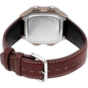 Casio Youth "Royale" World Time Digital Bronze Case Brown Leather Strap Watch (AE-1200WH) - Image 4