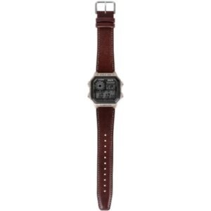 Casio Youth "Royale" World Time Digital Bronze Case Brown Leather Strap Watch (AE-1200WH) - Image 6