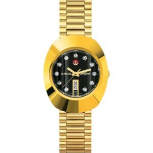 Rado DiaStar Original Black Diamond Dial Yellow Gold Men's Watch